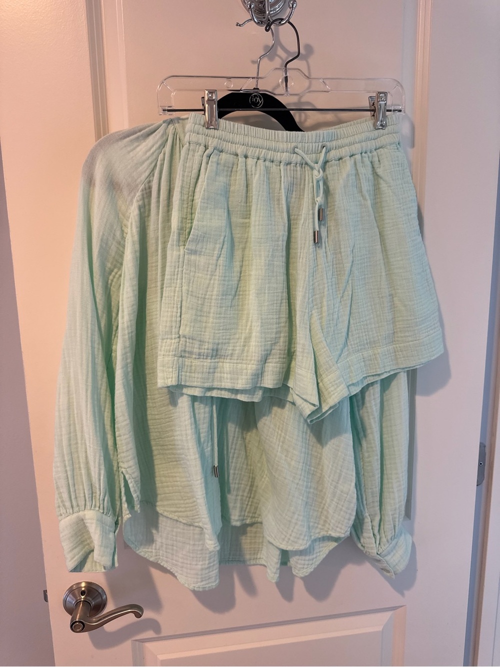 Jonathan Simkhai Mint Green Gauze Shorts with Matching Shirt | Size XS / S
